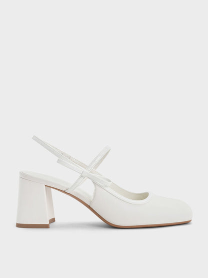 CHARLES & KEITH Sale / Bow Slingback Mary Jane Pumps - White