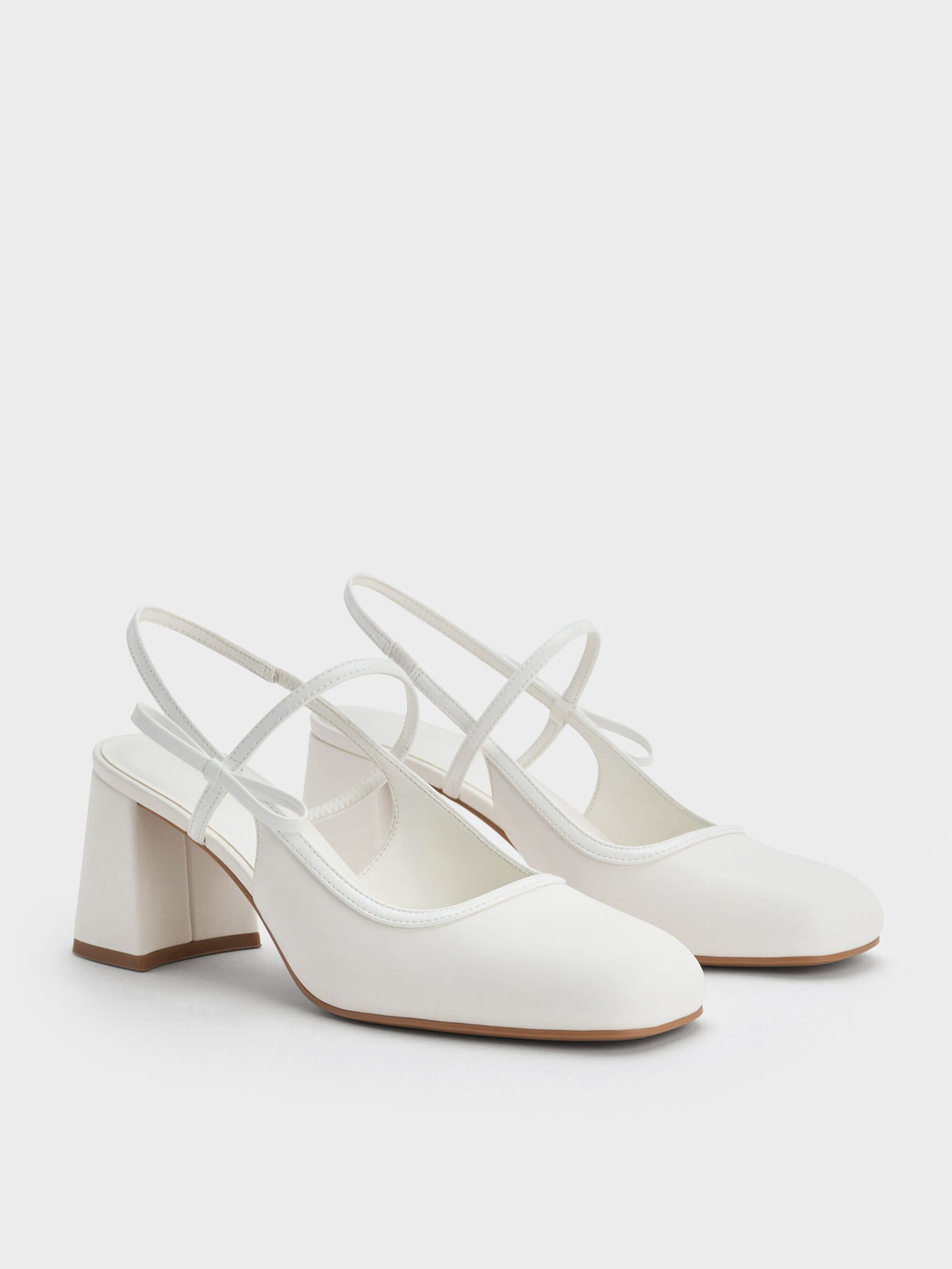 CHARLES & KEITH Sale / Bow Slingback Mary Jane Pumps - White
