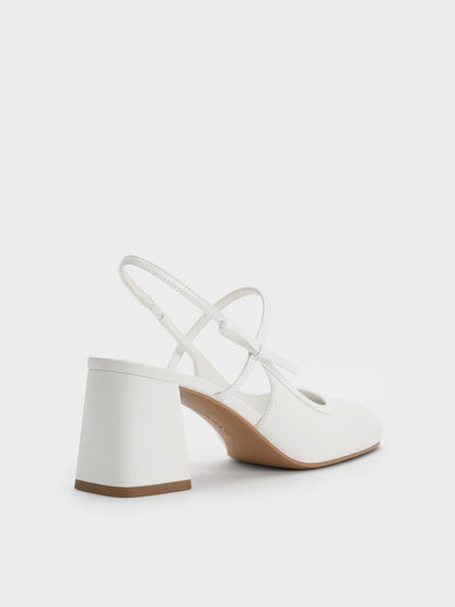 CHARLES & KEITH Sale / Bow Slingback Mary Jane Pumps - White