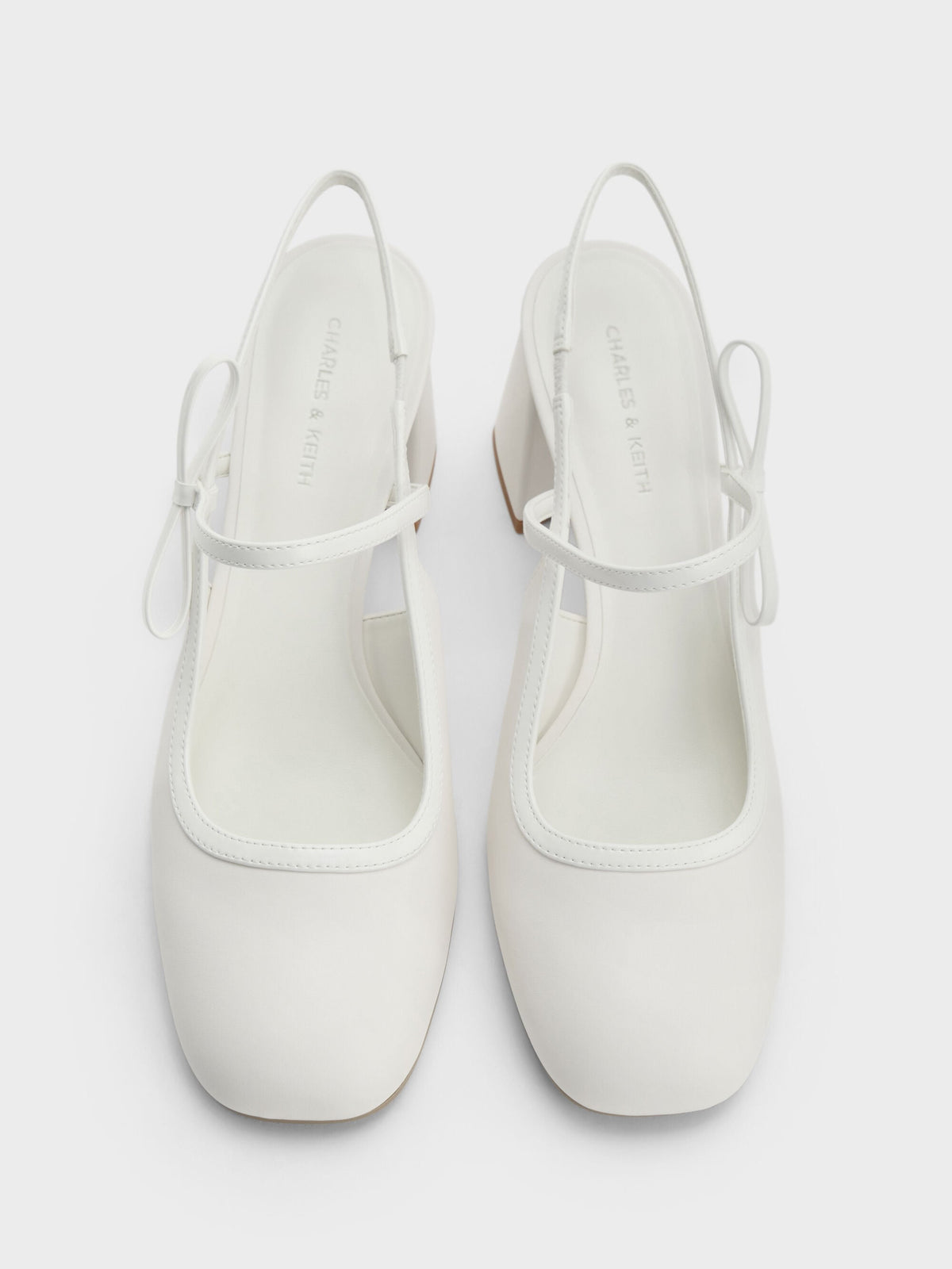 CHARLES & KEITH Sale / Bow Slingback Mary Jane Pumps - White