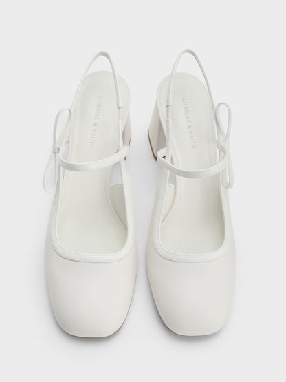CHARLES & KEITH Sale / Bow Slingback Mary Jane Pumps - White