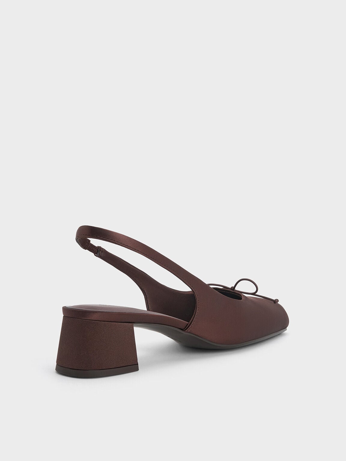 CHARLES & KEITH Smart Buy / Sadira Satin Slingback Pumps - Dark Brown