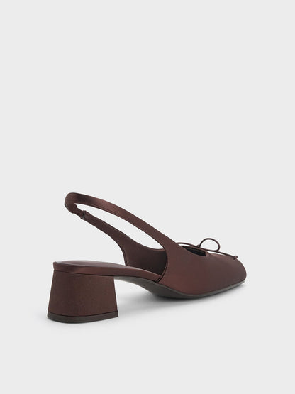 CHARLES & KEITH Smart Buy / Sadira Satin Slingback Pumps - Dark Brown