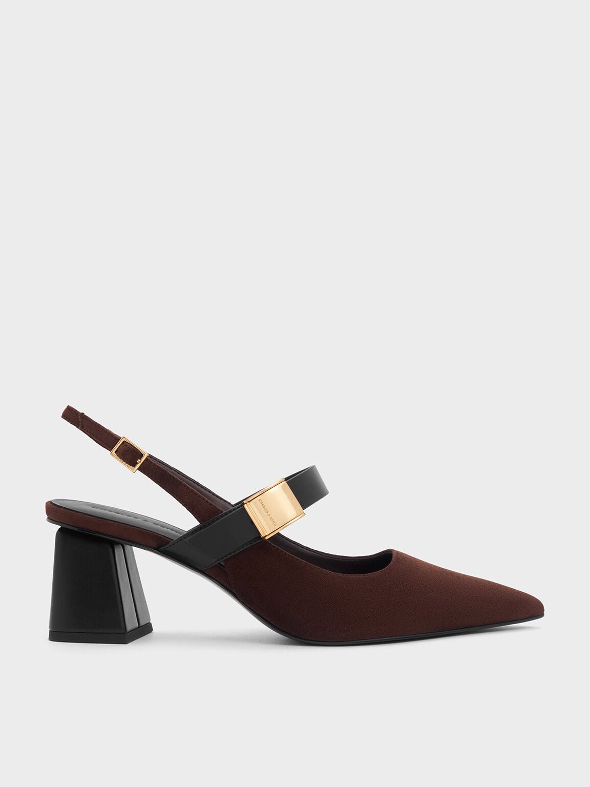 CHARLES & KEITH Best Price / Yvette Faux Suede Mary Jane Slingback Pumps - Dark Brown