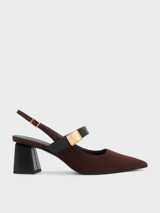 CHARLES & KEITH Best Price / Yvette Faux Suede Mary Jane Slingback Pumps - Dark Brown