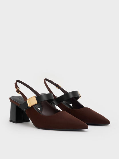CHARLES & KEITH Best Price / Yvette Faux Suede Mary Jane Slingback Pumps - Dark Brown