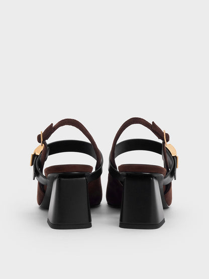 CHARLES & KEITH Best Price / Yvette Faux Suede Mary Jane Slingback Pumps - Dark Brown