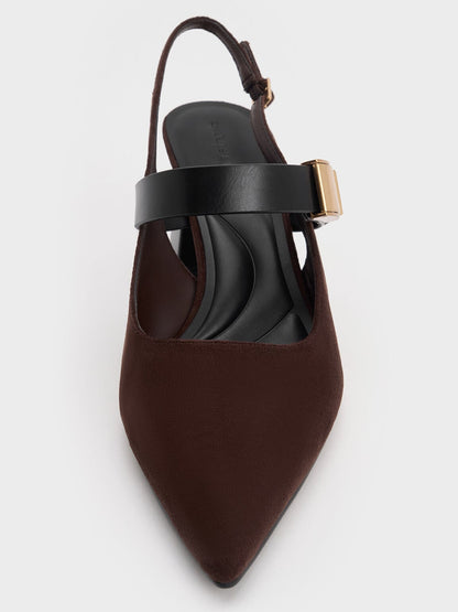 CHARLES & KEITH Best Price / Yvette Faux Suede Mary Jane Slingback Pumps - Dark Brown