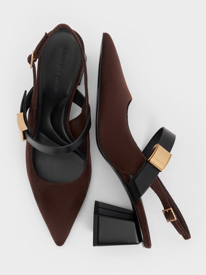 CHARLES & KEITH Best Price / Yvette Faux Suede Mary Jane Slingback Pumps - Dark Brown