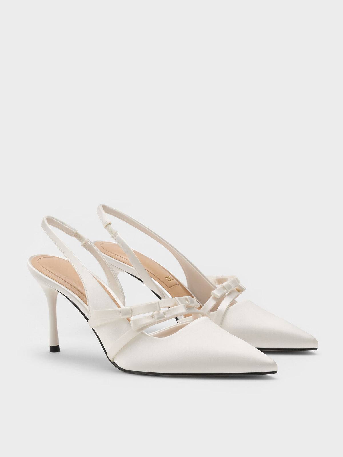 CHARLES & KEITH Value / Jessy Bow Slingback Pumps - White
