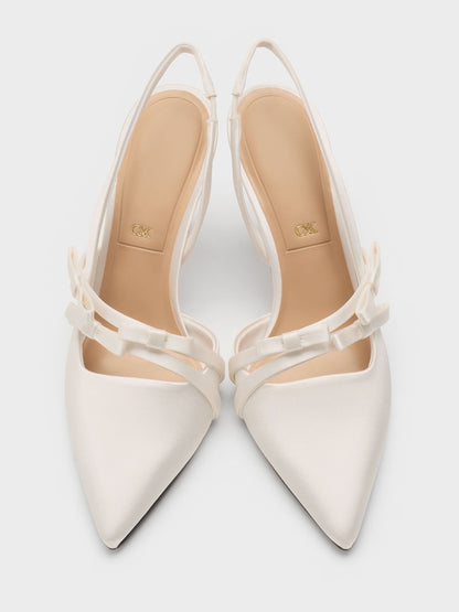 CHARLES & KEITH Value / Jessy Bow Slingback Pumps - White