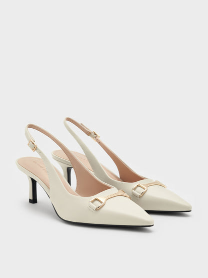 CHARLES & KEITH Quality / Leslie Slingback Pumps - Chalk