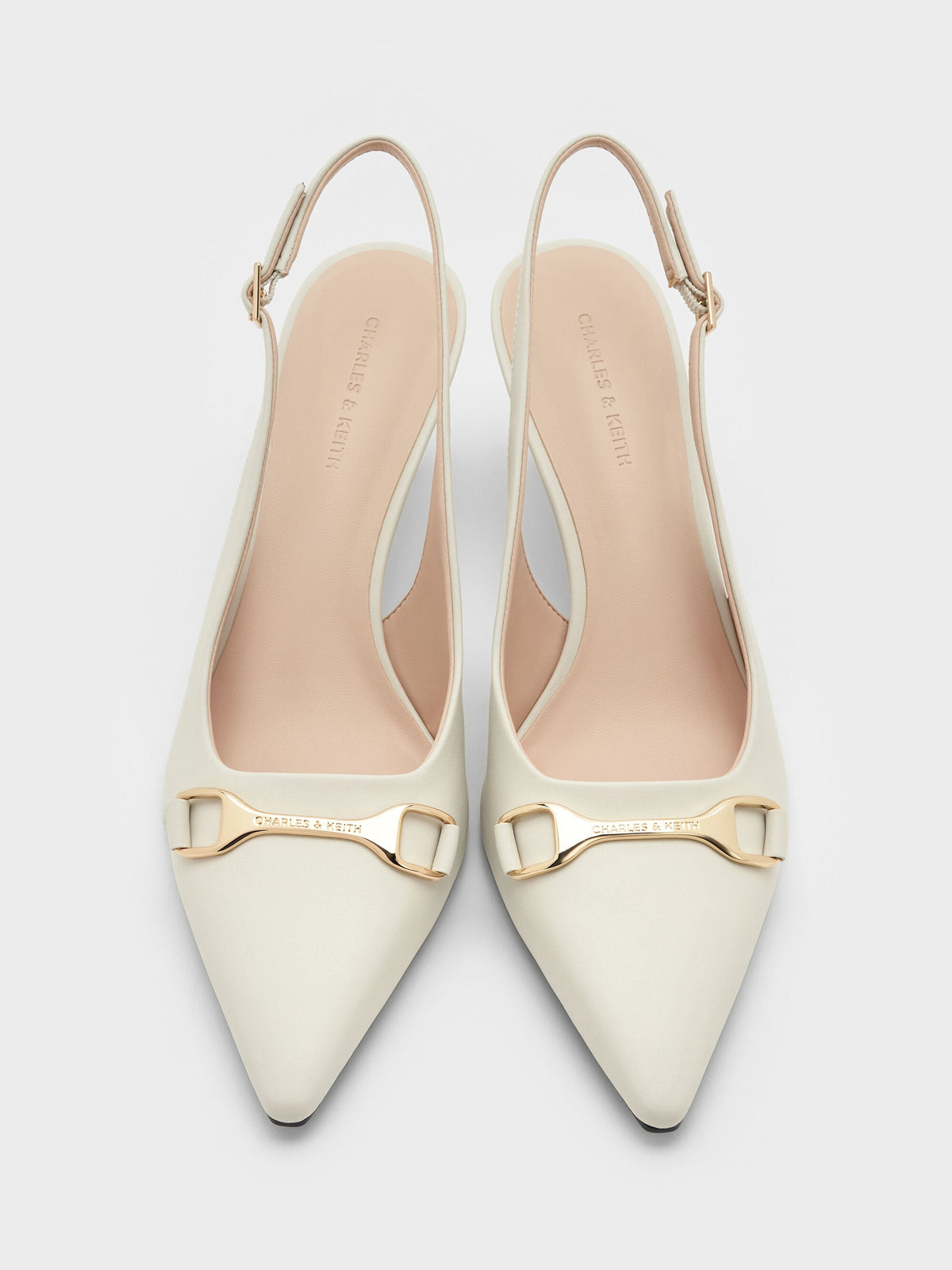CHARLES & KEITH Quality / Leslie Slingback Pumps - Chalk