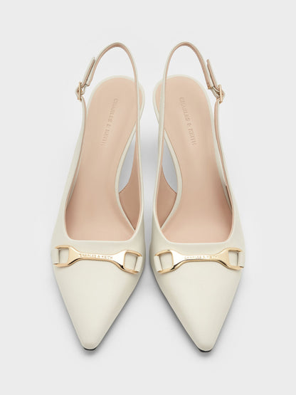 CHARLES & KEITH Quality / Leslie Slingback Pumps - Chalk