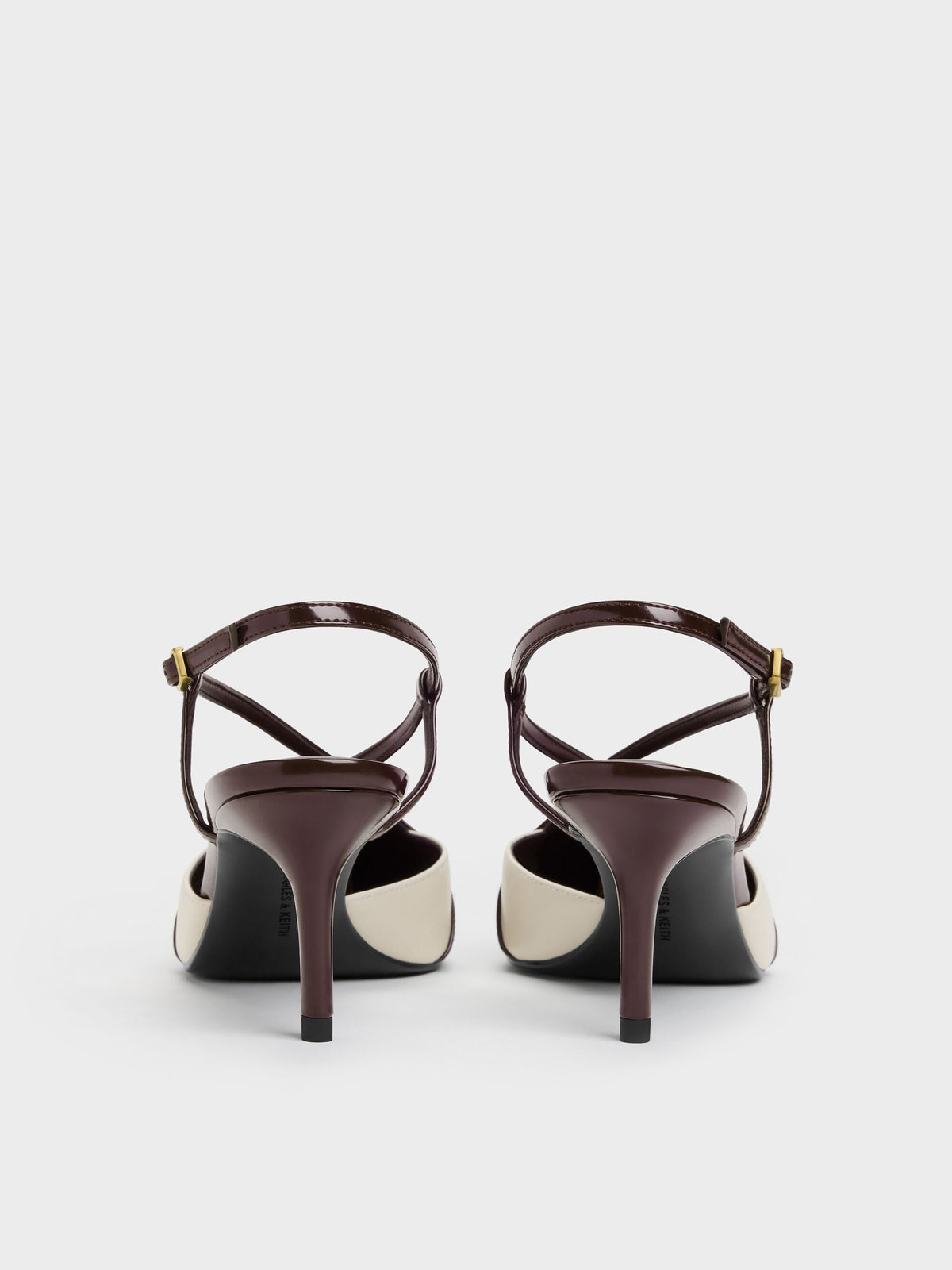 CHARLES & KEITH Special Offer / Two-Tone Pointed Slingback Pumps - Burgundy