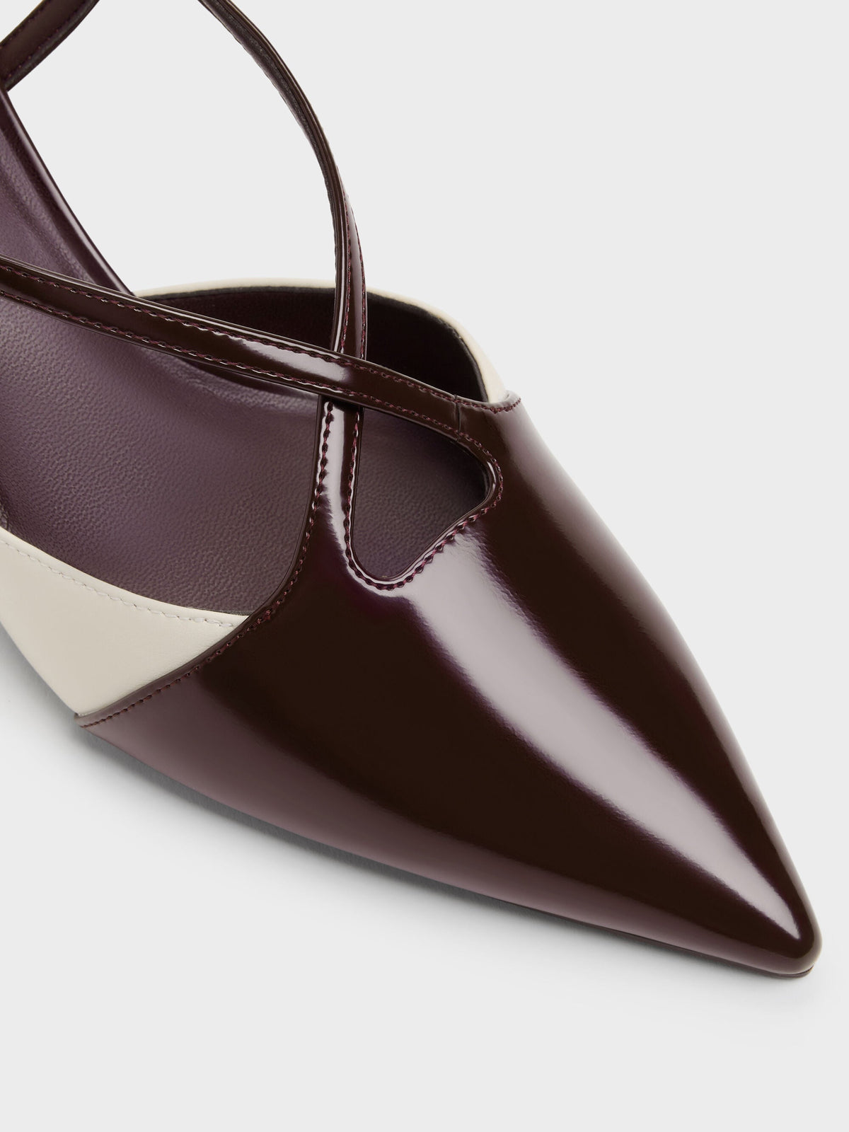 CHARLES & KEITH Special Offer / Two-Tone Pointed Slingback Pumps - Burgundy