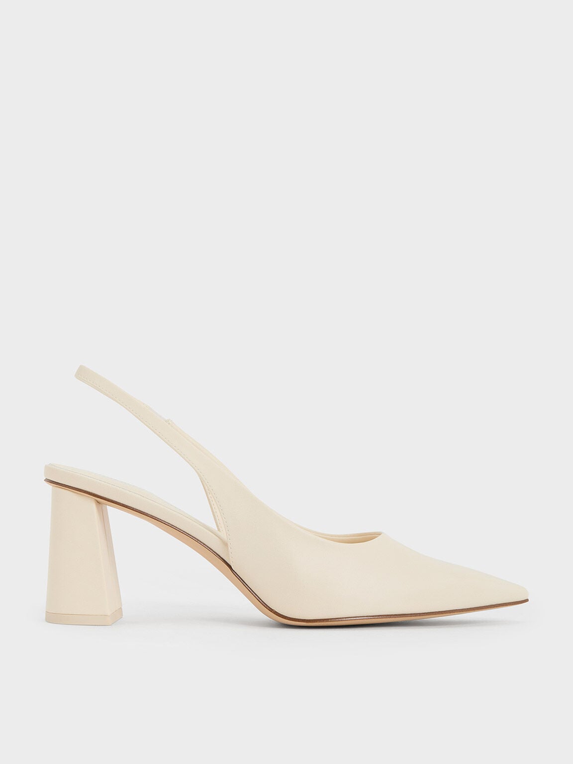 CHARLES & KEITH Trusted / Teagan Pointed Slingback Pumps - Chalk