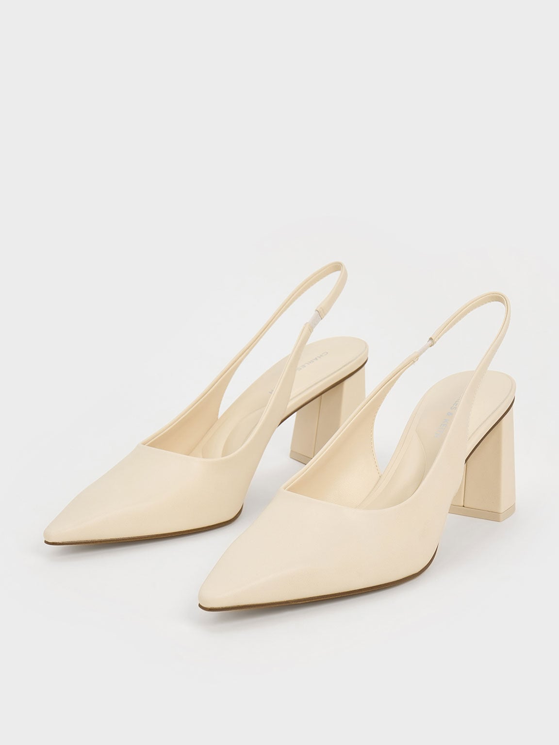 CHARLES & KEITH Trusted / Teagan Pointed Slingback Pumps - Chalk
