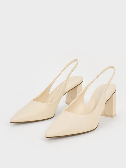 CHARLES & KEITH Trusted / Teagan Pointed Slingback Pumps - Chalk
