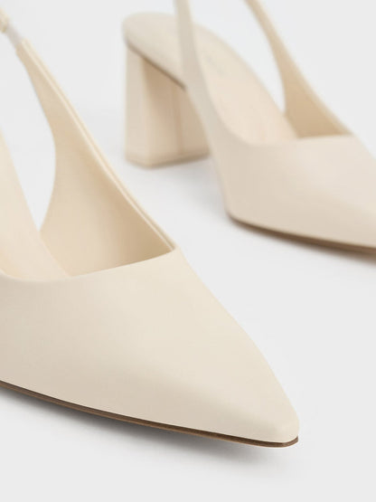 CHARLES & KEITH Trusted / Teagan Pointed Slingback Pumps - Chalk