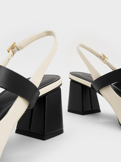CHARLES & KEITH Popular / Yvette Mary Jane Slingback Pumps - Chalk