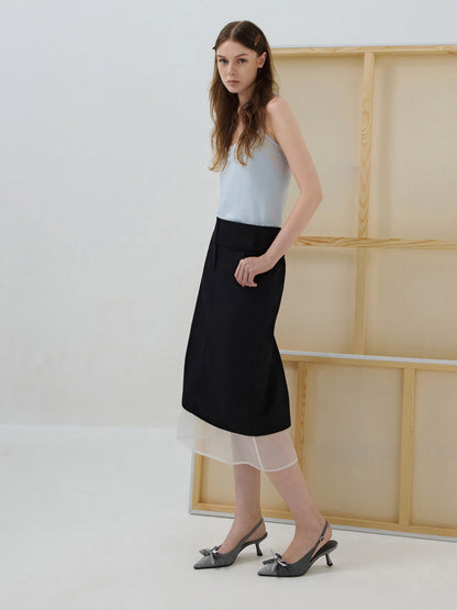 CHARLES & KEITH Recommended / Satin Printed-Bow Pointed Slingback Pumps - Black Textured