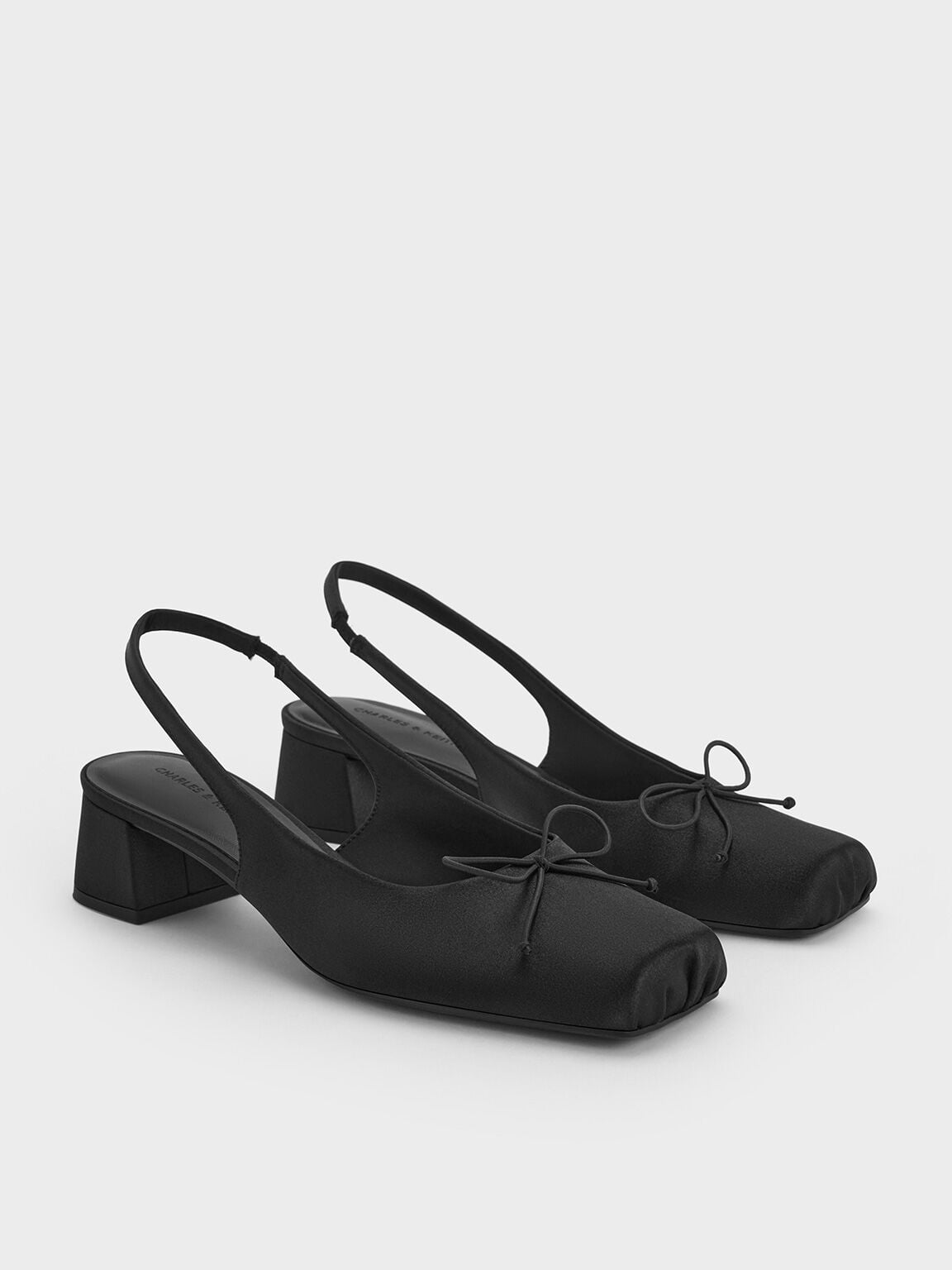CHARLES & KEITH Exclusive / Sadira Satin Slingback Pumps - Black Textured