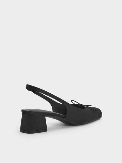 CHARLES & KEITH Exclusive / Sadira Satin Slingback Pumps - Black Textured