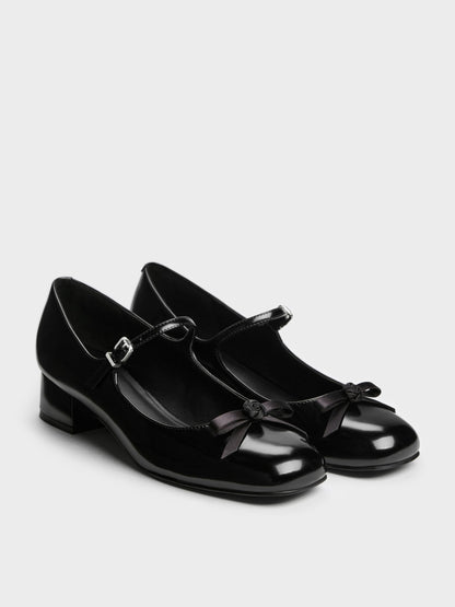 CHARLES & KEITH Latest / Kelis Rose-Bow Mary Jane Pumps - Black Box