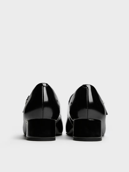 CHARLES & KEITH Latest / Kelis Rose-Bow Mary Jane Pumps - Black Box