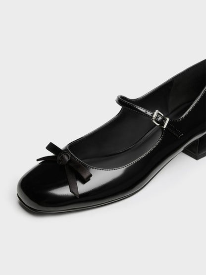 CHARLES & KEITH Latest / Kelis Rose-Bow Mary Jane Pumps - Black Box