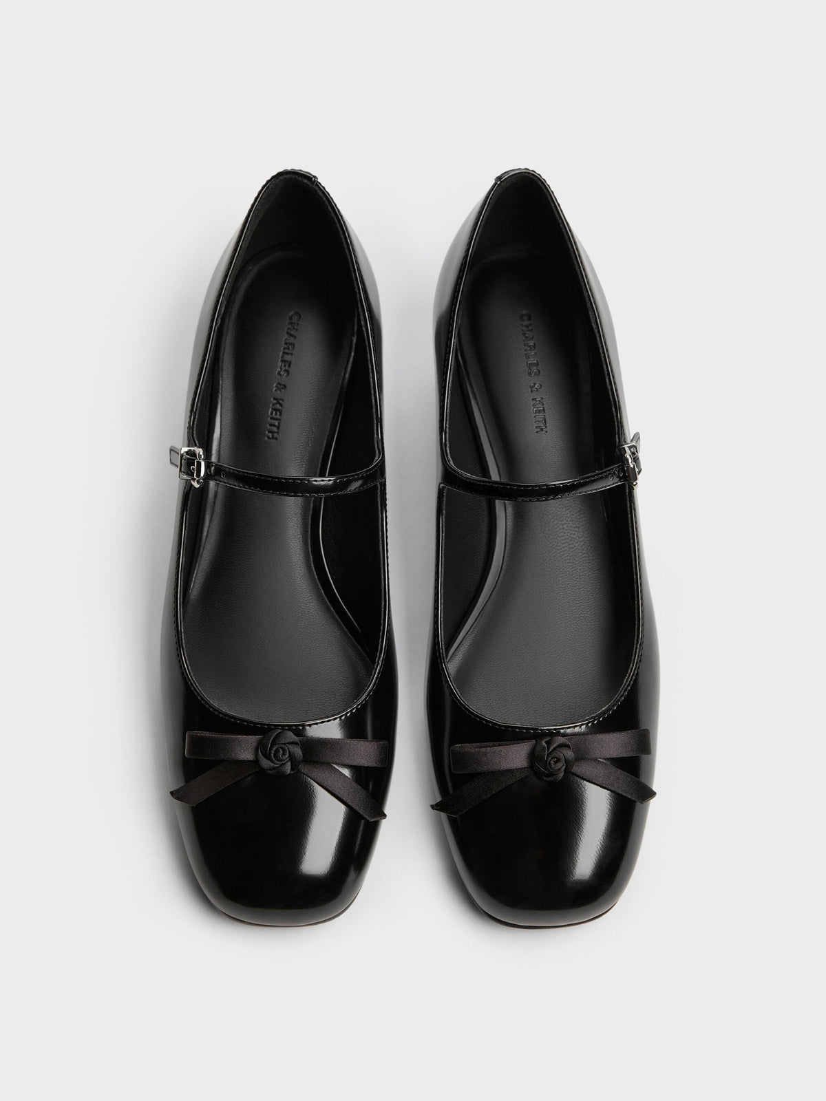 CHARLES & KEITH Latest / Kelis Rose-Bow Mary Jane Pumps - Black Box