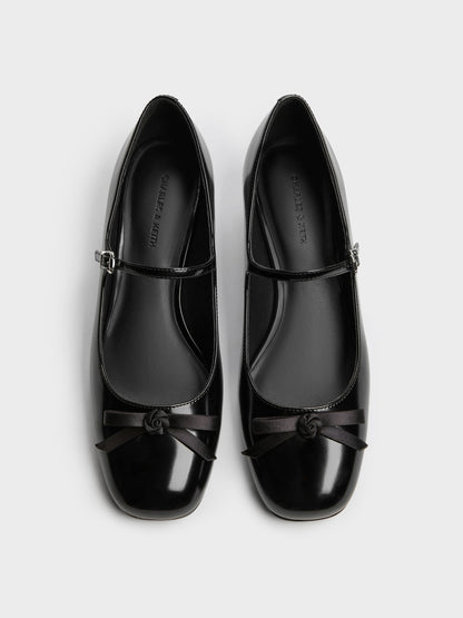 CHARLES & KEITH Latest / Kelis Rose-Bow Mary Jane Pumps - Black Box