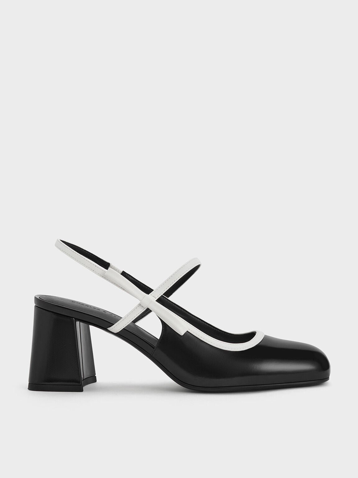 CHARLES & KEITH Sale / Two-Tone Bow Slingback Mary Jane Pumps - Black Box