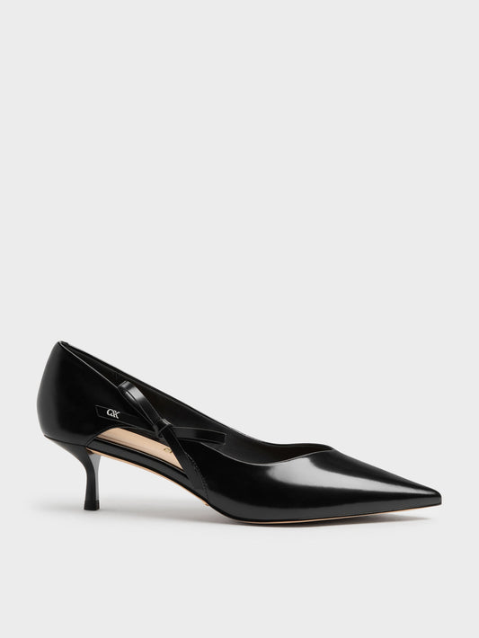 CHARLES & KEITH Exclusive / Anastasia Leather Kitten Heels - Black Box