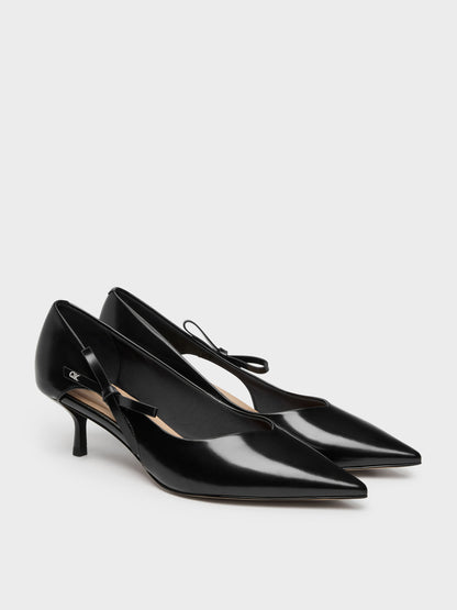 CHARLES & KEITH Exclusive / Anastasia Leather Kitten Heels - Black Box