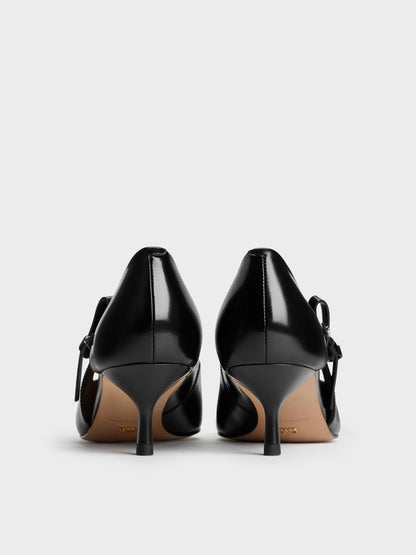 CHARLES & KEITH Exclusive / Anastasia Leather Kitten Heels - Black Box