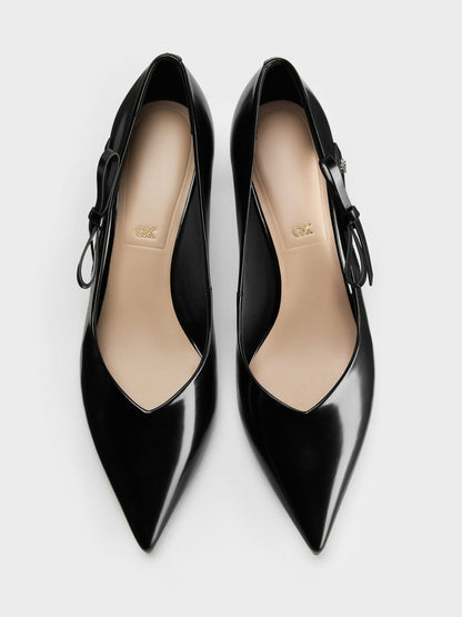 CHARLES & KEITH Exclusive / Anastasia Leather Kitten Heels - Black Box