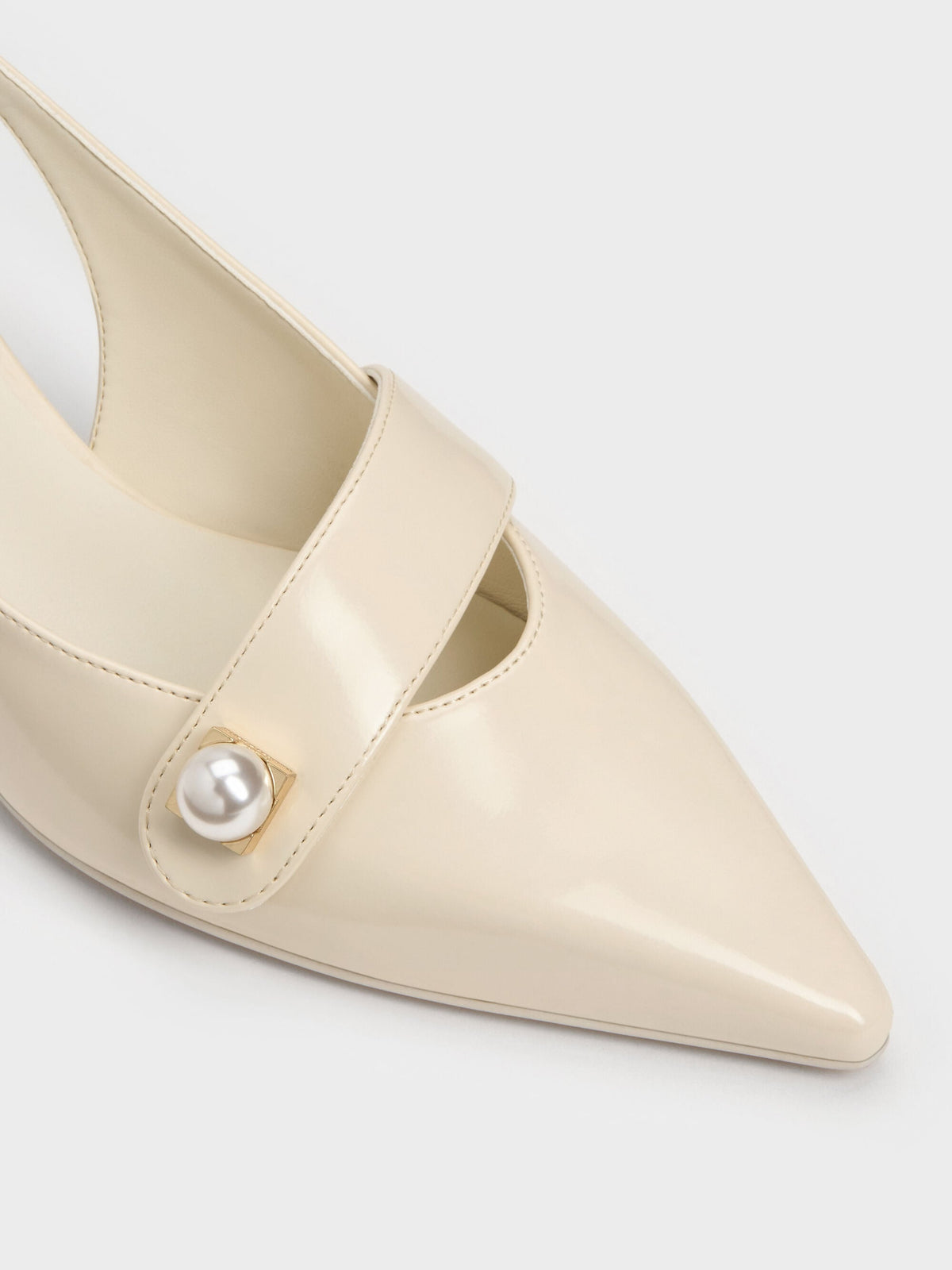 CHARLES & KEITH Trending / Marie Pearl Slingback Pumps - Cream
