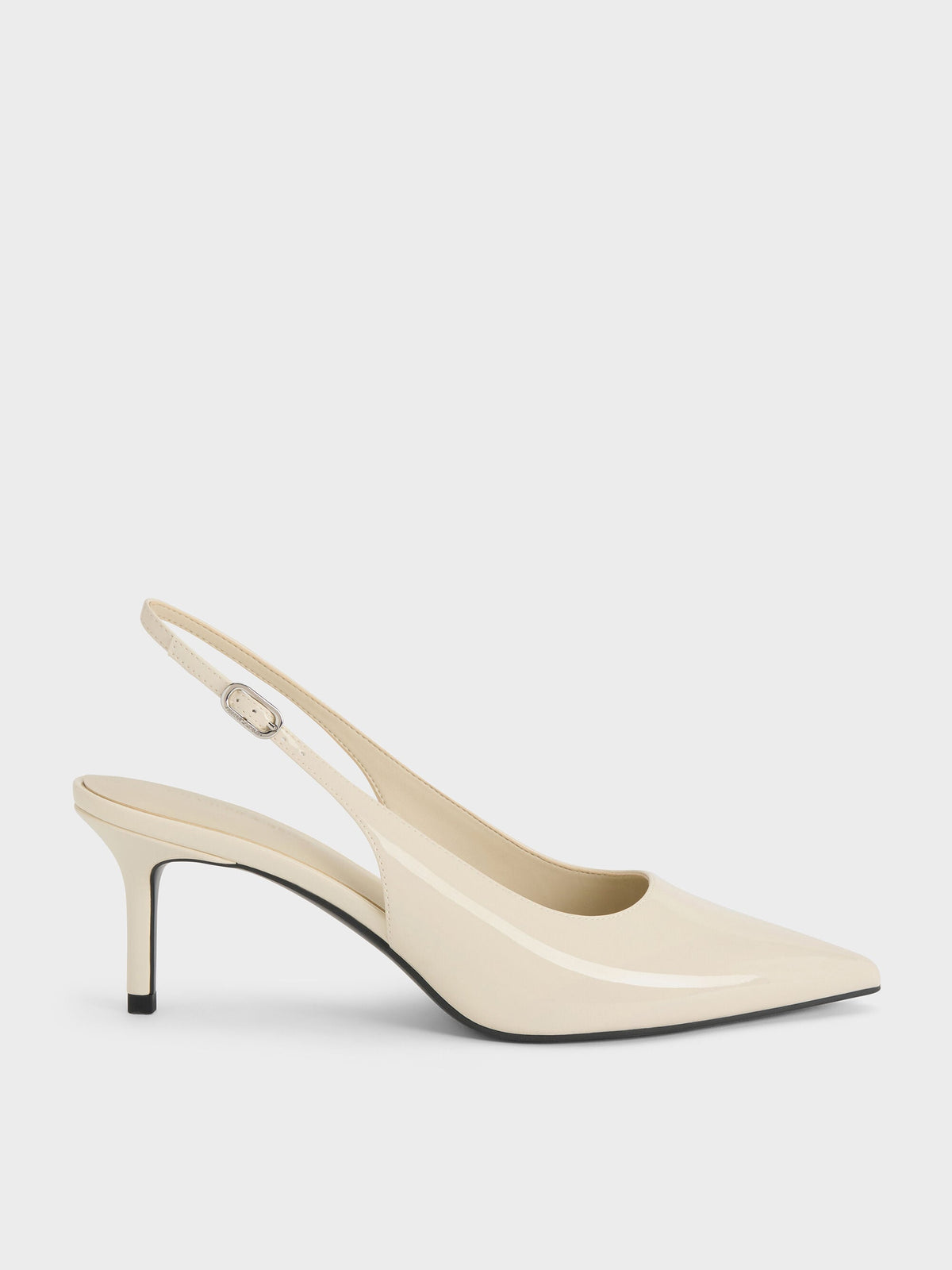 CHARLES & KEITH Everyday / Kaia Patent Slingback Pumps - Chalk
