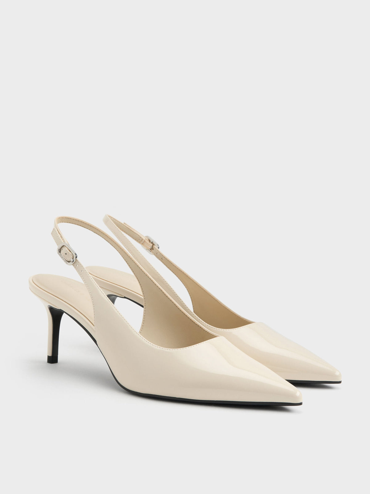 CHARLES & KEITH Everyday / Kaia Patent Slingback Pumps - Chalk