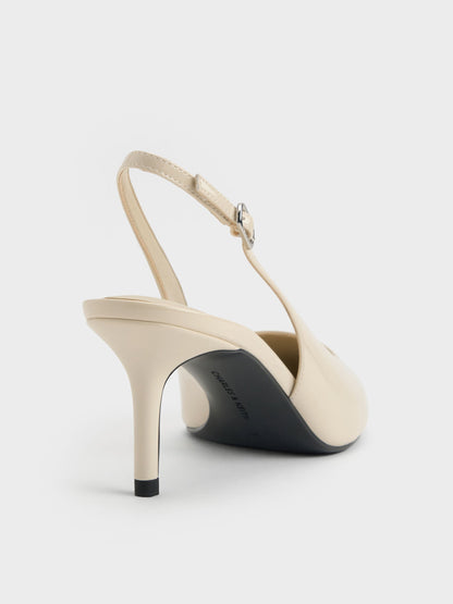 CHARLES & KEITH Everyday / Kaia Patent Slingback Pumps - Chalk