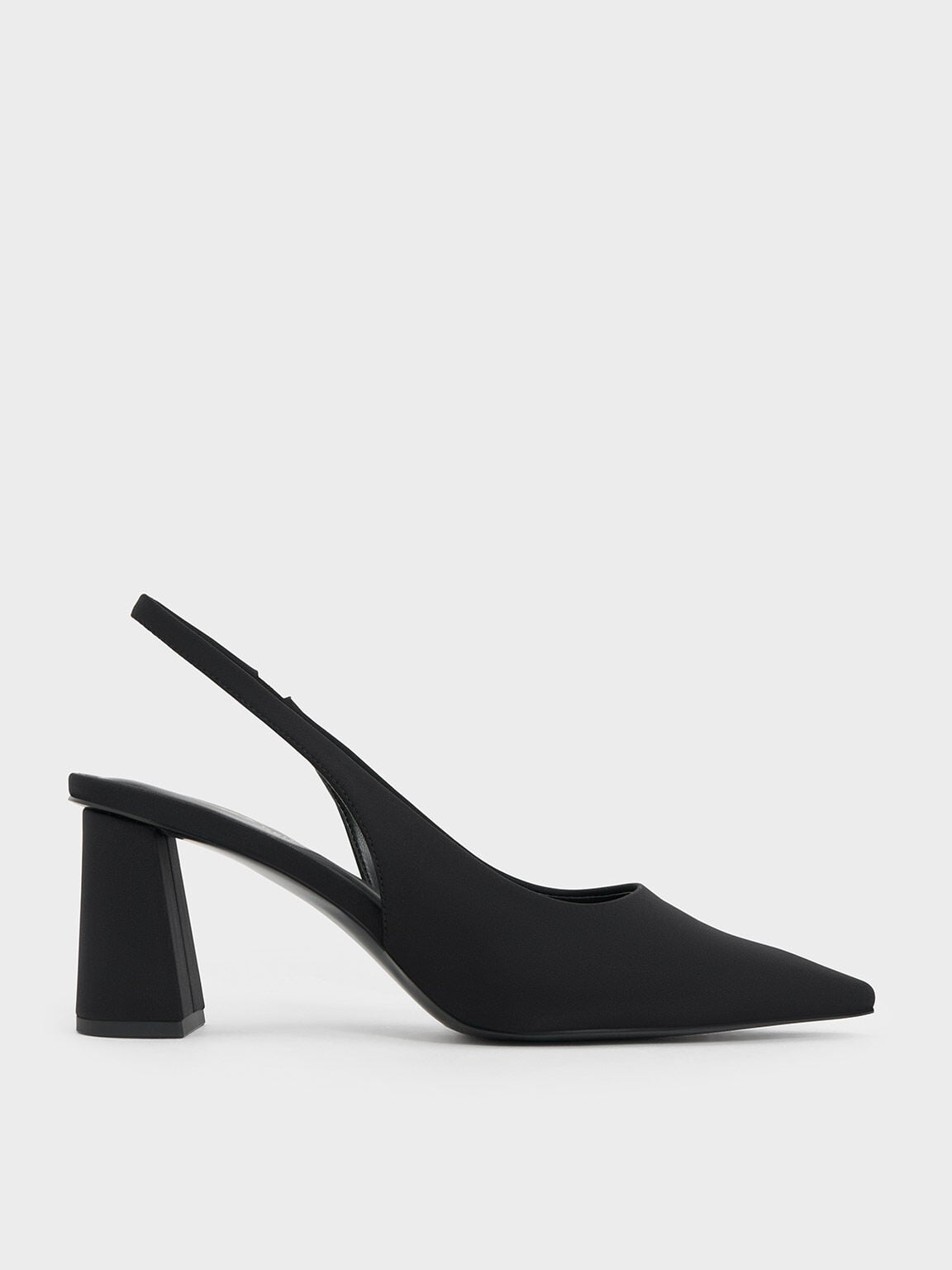 CHARLES & KEITH Sale / Teagan Elastane Pointed Slingback Pumps - Black