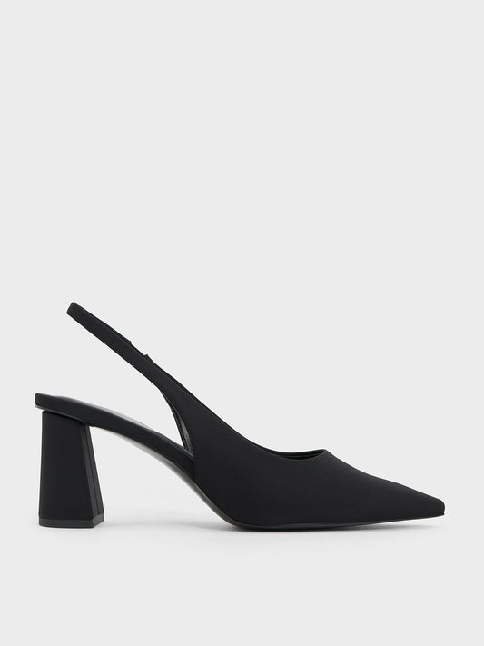CHARLES & KEITH Sale / Teagan Elastane Pointed Slingback Pumps - Black