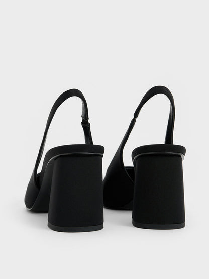CHARLES & KEITH Sale / Teagan Elastane Pointed Slingback Pumps - Black