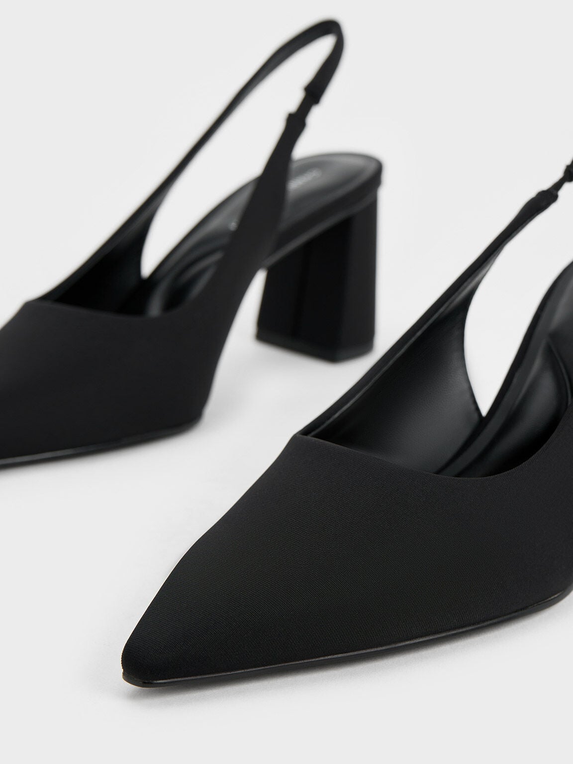 CHARLES & KEITH Sale / Teagan Elastane Pointed Slingback Pumps - Black