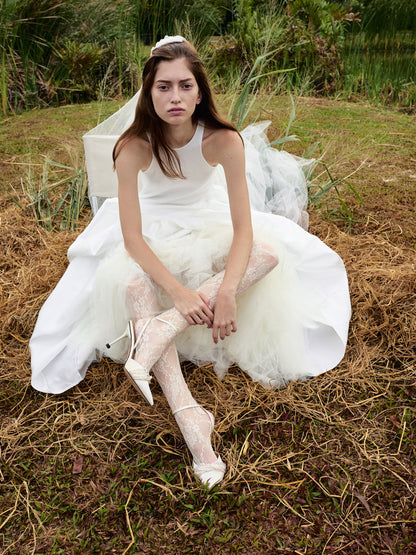 CHARLES & KEITH Trusted / Leda Beaded Satin Ankle-Strap Pumps - White