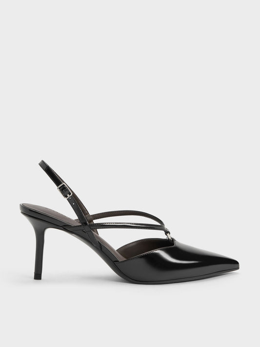 CHARLES & KEITH Latest / V-Strap Slingback Pumps - Black Box