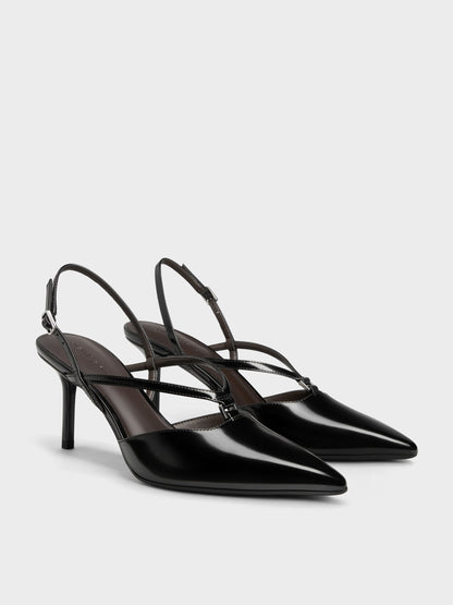 CHARLES & KEITH Latest / V-Strap Slingback Pumps - Black Box