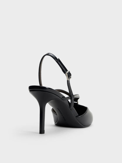 CHARLES & KEITH Latest / V-Strap Slingback Pumps - Black Box